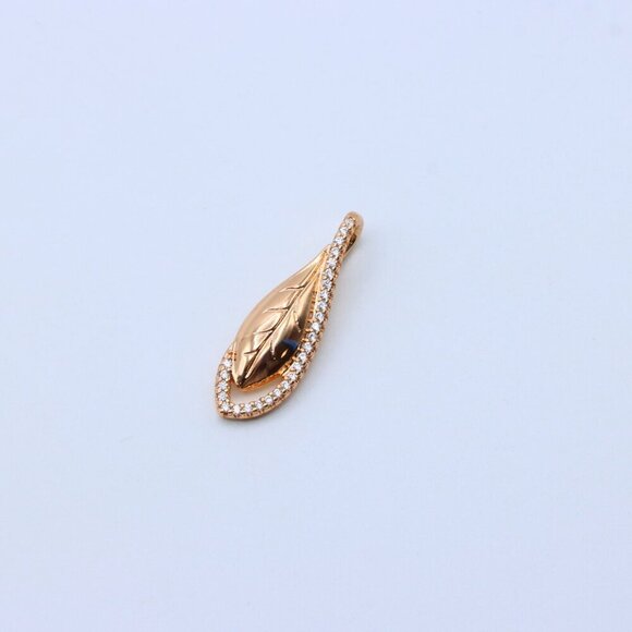 "Elegant Rose Gold Leaf Pendant with Crystal Accents, XPPT1581 - Picture 11 of 13
